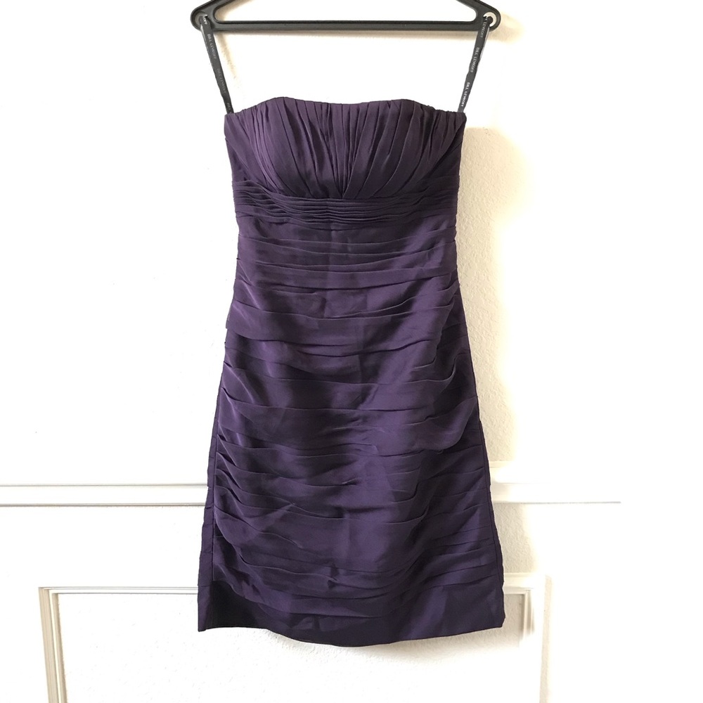 Bill Levkoff Plum Purple Ruched Instant Slimming Strapless Cocktail Dress Size 4